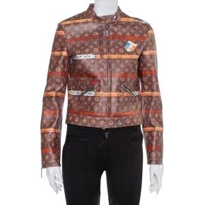 Louis Vuitton Brown Leather Miss France Trunk Monogram Jacket S