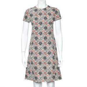 Louis Vuitton Cream Wool & Silk Logo Monogram Shift Dress S