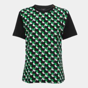 Louis Vuitton Black Abstract Print Silk & Cotton Crew Neck Half Sleeve T-Shirt L