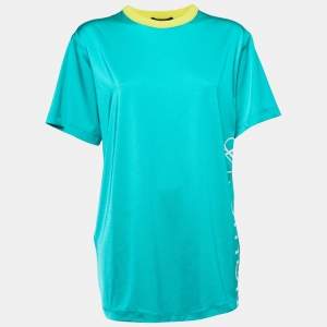 Louis Vuitton Green Logo Print Stretch Knit Crew Neck T-Shirt L