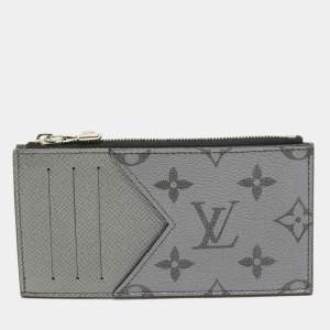 Louis Vuitton Silver Monogram Canvas and Taiga Leather Coin Card Holder