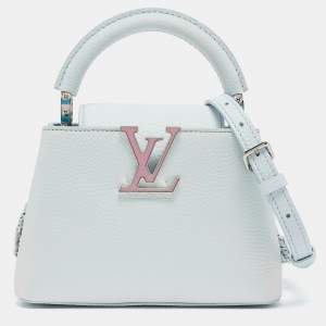Pre Owned Louis Vuitton Blue Glacier Iridescent Taurillon Leather Mini Capucines Bag