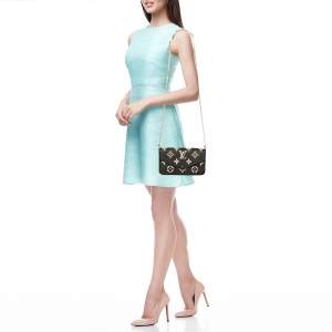 Pre Owned Louis Vuitton Black/Beige Giant Monogram Empreinte Leather Felicie Pochette Bag
