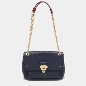 Pre Owned Louis Vuitton Navy Blue Monogram Empreinte Leather Vavin PM Bag