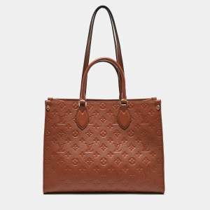 Pre Owned Louis Vuitton Cognac Monogram Empreinte Leather Onthego MM Bag