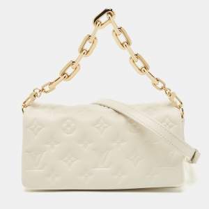 Louis Vuitton White Monogram Embossed Leather Pochette Coussin Bag