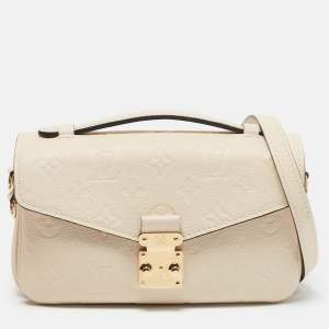 Louis Vuitton Creme Monogram Empreinte Leather Pochette Metis East West Bag