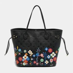مملوكة مسبقًا Louis Vuitton x Takashi Murakami Neverfull MM Black Monogram Empreinte Leather Tote 