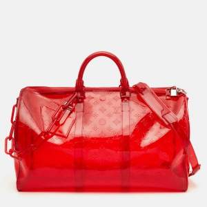 مملوكة مسبقًا Louis Vuitton Keepall Bandouliere 50 Red Monogram PVC Duffel Bag