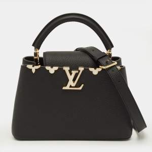 Pre Owned Louis Vuitton Capucines BB Black Taurillon Leather Top Handle Bag
