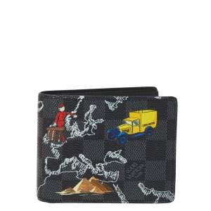 مملوكة مسبقًا محفظة لوى فيتون سليندر طباعة خريطة كانفاس غرافيتى دامييه 