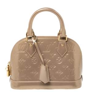 Pre Owned Louis Vuitton Beige Poudre Monogram Vernis Alma BB Bag