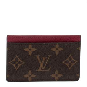 Pre Owned Louis Vuitton Pink/Monogram Coated Canvas Card Holder