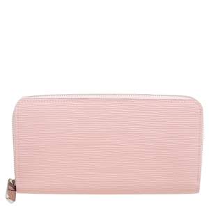 مملوكة مسبقًا محفظة لوي فيتون زيبي جلد إيبي وردي فاتح