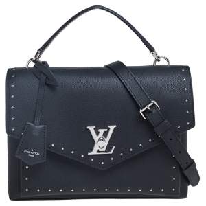 Pre Owned Louis Vuitton Black Leather Mylockme Studded Bag