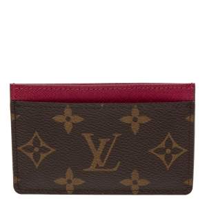 Pre Owned Louis Vuitton Fuchsia Monogram Canvas Card Holder