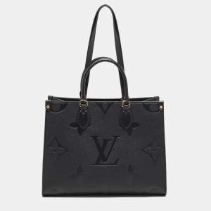 Pre Owned Louis Vuitton Black Giant Monogram Empreinte Leather Onthego MM Bag