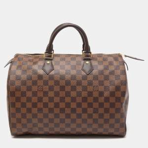 Pre Owned Louis Vuitton Damier Ebene Canvas Speedy 35 Bag