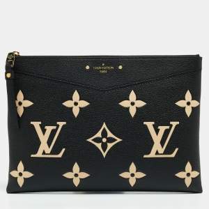 Pre Owned Louis Vuitton Black/Beige Monogram Empreinte Leather Daily Pouch