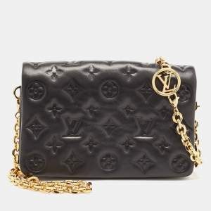 Pre Owned Louis Vuitton Black Monogram Leather Coussin Pochette Bag 