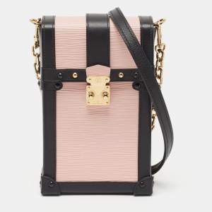 Pre Owned Louis Vuitton Black/Rose Ballerine Epi Leather Vertical Trunk Pochette