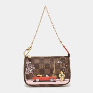 Pre Owned Louis Vuitton Damier Ebene Canvas Christmas Vivienne Paris Pochette Accessoires