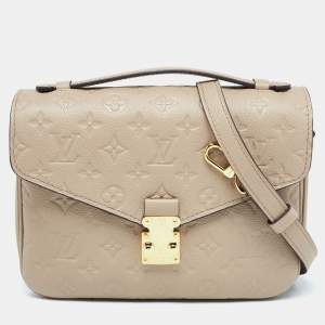 Pre Owned Louis Vuitton Tourterelle Monogram Empreinte Leather Pochette Metis Bag