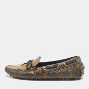 Louis Vuitton Brown Canvas Gloria Loafers Size 38