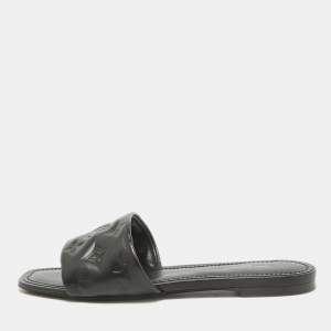 Louis Vuitton Black Leather Revival Flat Sandals Size 38