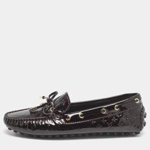 Louis Vuitton Burgundy Monogram Vernis Gloria Loafers Size 38