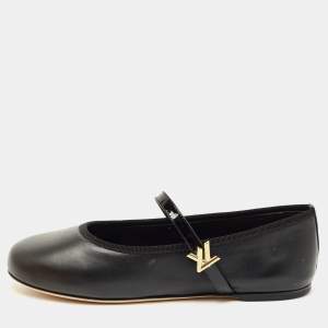 Pre Owned Louis Vuitton Black Leather Romy Ballet Flats Size 36