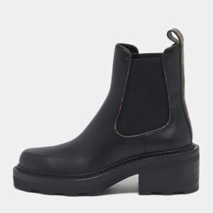 Pre Owned Louis Vuitton Black Leather Beaubourg Ankle Boots Size 38.5