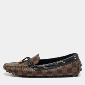 مملوكة مسبقًا Louis Vuitton Gloria Size 38.5 Brown/Black Coated Canvas and Leather Loafers