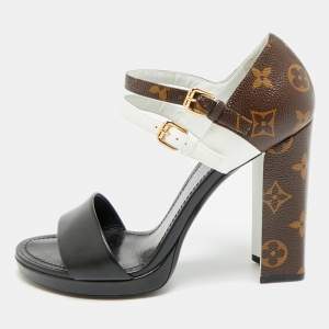 Pre Owned Louis Vuitton Matchmake Size 38 Multicolor Canvas and Leather Ankle Strap Sandals