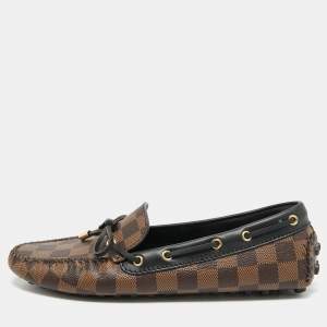 مملوكة مسبقًا Louis Vuitton Gloria Size 40 Brown/Black Damier Ebene and Leather Loafers