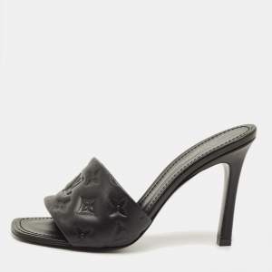 Pre Owned صندل سلايد لوي فيتون إحياء جلد بنقشة مونوجرام ذهبي مقاس 39.5