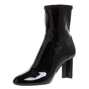 Pre Owned Louis Vuitton Black Patent Leather Silhouette Ankle Boots Size 39.5