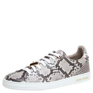 مملوكة مسبقًا Louis Vuitton Two Tone Python Leather Front Row Lace Up Sneakers Size 36.5