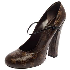 Pre Owned Louis Vuitton Monogram Canvas Mary Jane Pumps Size 40.5