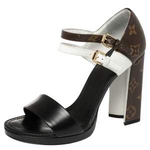 Louis Vuitton Tri Color Monogram Canvas and Leather Matchmake Sandals Size 37