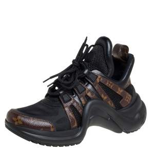 Louis Vuitton Black/Brown Mesh And Monogram Canvas Archlight Low Top Sneakers Size 39