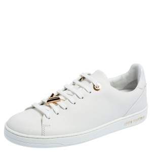 Louis Vuitton White Leather Frontrow Lace Up Sneakers Size 37