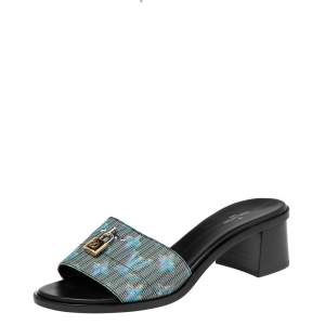 Pre Owned صندل سلايد لوي فيتون لوك ايت كانفاس شعار الماركة مونوغرامي متعدد الألوان مقاس 40