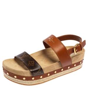 Pre Owned صندل لوي فيتون تايملابس جلد وكانفس مونوغرامي مقاس 41