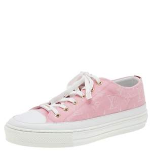 Louis Vuitton Pink/White Monogram Canvas And Leather Stellar Sneakers Size 39