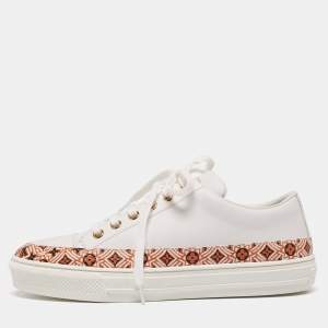 Louis Vuitton White Leather And Coated Canvas Stellar Low Top Sneakers Size 36.5