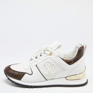 Louis Vuitton White/Brown Canvas And Leather Run Away  Sneakers Size 38
