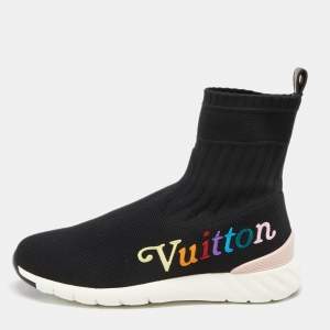 Louis Vuitton Black Knit Fabric Aftergame High-Top Sneakers Size 36