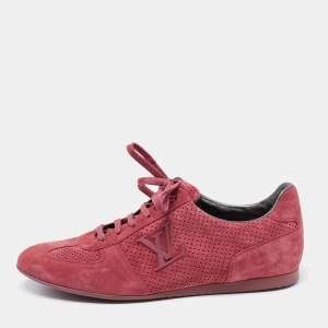 Louis Vuitton Pink Perforated Suede LV Logo Low-Top Sneakers Size 40.5