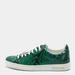 Louis Vuitton Green Python Leather Frontrow Sneakers Size 36.5